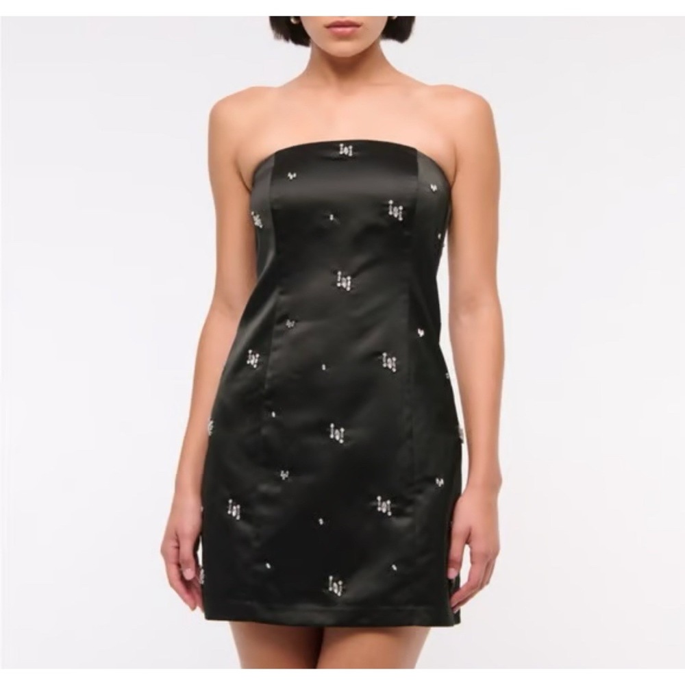Abercrombie Fitch Black Strapless Mini‎ Dress Embellished Rhinestones X Small